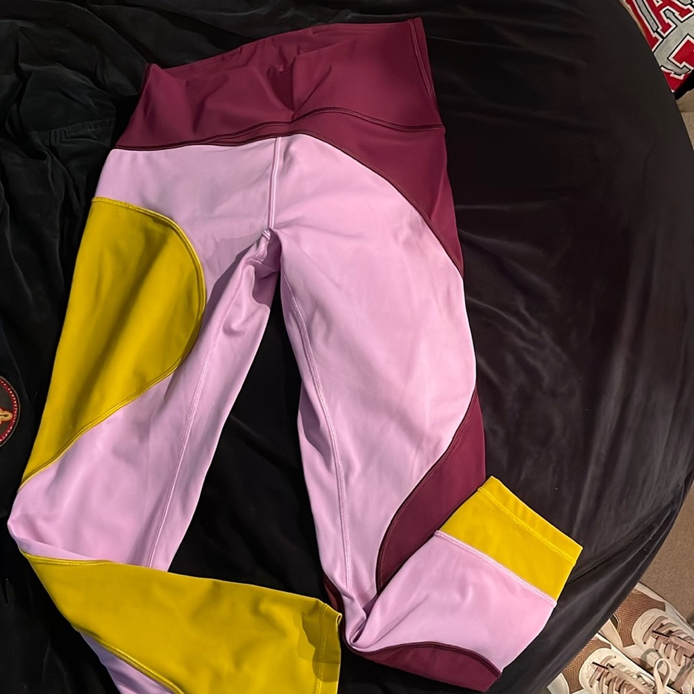 Lulu lemon leggings. Size 10. Purple/pink/gold